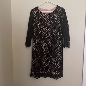 Tacera lace dress pink inside black outside